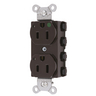 Straight Blade Devices, Receptacles, Duplex, SNAPConnect, Hospital Grade, LED Indicator, 15A 125V, 2-Pole 3-Wire Grounding, 5-15R, Nylon, Brown