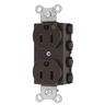 Straight Blade Devices, Receptacles, Duplex, SNAPConnect, Hospital Grade, 15A 125V, 2-Pole 3-Wire Grounding, 5-15R, Nylon, Brown, USA