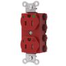 Straight Blade Devices, Receptacles, Duplex, SNAPConnect, Hospital Grade, Isolated Ground, Tamper Resistant, LED Indicator, 15A 125V, 2-Pole 3-Wire Grounding, 5-15R, Nylon, Red