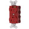 Straight Blade Devices, Receptacles, Duplex, SNAPConnect, Hospital Grade, Isolated Ground, Tamper Resistant, 15A 125V, 2-Pole 3-Wire Grounding, 5-15R, Nylon, Red