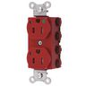 Straight Blade Devices, Receptacles, Duplex, SNAPConnect, Hospital Grade, Tamper Resistant, LED Indicator, 15A 125V, 2-Pole 3-Wire Grounding, 5-15R, Nylon, Red, USA