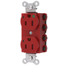 Straight Blade Devices, Receptacles, Duplex, SNAPConnect, Hospital Grade, LED Indicator, 15A 125V, 2-Pole 3-Wire Grounding, 5-15R, Nylon, Red