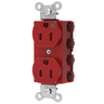 Straight Blade Devices, Receptacles, Duplex, SNAPConnect, Hospital Grade, 15A 125V, 2-Pole 3-Wire Grounding, 5-15R, Nylon, Red, USA