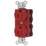 Straight Blade Devices, Receptacles, Duplex, SNAPConnect, Hospital Grade, Tamper Resistant, 15A 125V, 2-Pole 3-Wire Grounding, 5-15R, Nylon, Red, USA