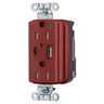 Hubbell Wiring Device Kellems, Straight Blade Devices, SNAP-ConnectDecorator Duplex, USB Charger Receptacle, Hospital Grade, 15A 125V, 2-Pole 3-Wire Grounding, 5-15R, 5A 
