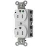Straight Blade Devices, Receptacles, Duplex, SNAPConnect, Hospital Grade, Tamper Resistant, LED Indicator, 15A 125V, 2-Pole 3-Wire Grounding, 5-15R, Nylon, White, USA