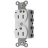 Straight Blade Devices, Receptacles, Duplex, SNAPConnect, Hospital Grade, LED Indicator, 15A 125V, 2-Pole 3-Wire Grounding, 5-15R, Nylon, White