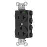 Straight Blade Devices, Receptacles, Duplex, SNAPConnect, Hospital Grade, 20A 125V, 2-Pole 3-Wire Grounding, 5-20R, Nylon, Black, USA