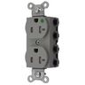 Straight Blade Devices, Receptacles, Duplex, SNAPConnect, Hospital Grade, Tamper Resistant, 20A 125V, 2-Pole 3-Wire Grounding, 5-20R, Nylon, Gray, USA