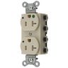 Straight Blade Devices, Receptacles, Duplex, SNAPConnect, Hospital Grade, Tamper Resistant, LED Indicator, 20A 125V, 2-Pole 3-Wire Grounding, 5-20R, Nylon, Ivory, USA