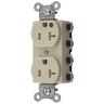 Straight Blade Devices, Receptacles, Duplex, SNAPConnect, Hospital Grade, Tamper Resistant, 20A 125V, 2-Pole 3-Wire Grounding, 5-20R, Nylon, Ivory, USA