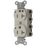 Straight Blade Devices, Receptacles, Duplex, SNAPConnect, Hospital Grade, Tamper Resistant, LED Indicator, 20A 125V, 2-Pole 3-Wire Grounding, 5-20R, Nylon, Light Almond, USA