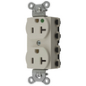 Straight Blade Devices, Receptacles, Duplex, SNAPConnect, Hospital Grade, 20A 125V, 2-Pole 3-Wire Grounding, 5-20R, Nylon, Light Almond, USA
