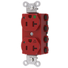 Straight Blade Devices, Receptacles, Duplex, SNAPConnect, Hospital Grade, Isolated Ground, LED Indicator, 20A 125V, 2-Pole 3-Wire Grounding, 5-20R, Nylon, Red