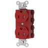 Straight Blade Devices, Receptacles, Duplex, SNAPConnect, Hospital Grade, Isolated Ground, Tamper Resistant, 20A 125V, 2-Pole 3-Wire Grounding, 5-20R, Nylon, Red