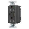 Straight Blade Devices, SNAP-ConnectDecorator Duplex, USB Charger Receptacle, Hospital Grade, 15A 125V, 2-Pole 3-Wire Grounding, 5-15R, 5A 