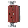 Straight Blade Devices, SNAP-ConnectDecorator Duplex, USB Charger Receptacle, Hospital Grade, 20A 125V, 2-Pole 3-Wire Grounding, 5-20R, 5A 