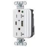 Straight Blade Devices, SNAP-ConnectDecorator Duplex, USB Charger Receptacle, Hospital Grade, 20A 125V, 2-Pole 3-Wire Grounding, 5-20R, 5A 