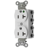 Straight Blade Devices, Receptacles, Duplex, SNAPConnect, Hospital Grade, 20A 125V, 2-Pole 3-Wire Grounding, 5-20R, Nylon, White, USA