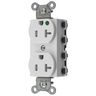 Straight Blade Devices, Receptacles, Duplex, SNAPConnect, Hospital Grade, Tamper Resistant, 20A 125V, 2-Pole 3-Wire Grounding, 5-20R, Nylon, White, USA