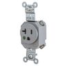 Straight Blade Devices, Hospital Grade, Receptacles, Simplex, SNAPConnect, Hospital Grade, 20A 125V, 2-Pole 3-Wire Grounding, 5-20R, Nylon, Gray