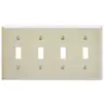 Image of SP4AL Wallplates and Boxes, Metallic Plates, 4- Gang, 4) Toggle Openings, Standard Size, Almond Painted Steel