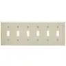 Image of SP6AL Wallplates and Boxes, Metallic Plates, 6- Gang, 6) Toggle Openings, Standard Size, Almond Painted Steel