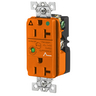 Circuit Watch Surge Suppression Straight Blade Receptacle, Hospital Grade, Isolated Ground, 20A 125V, 2-Pole 3-Wire Grounding, 5-20R, Orange