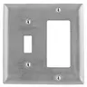 Image of SS126 Wallplates and Boxes, Metallic Plates, 2- Gang, 1) Toggle 1) GFCI Opening, Standard Size, Stainless Steel