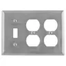 Image of SS182 Wallplates and Boxes, Metallic Plates, 3- Gang, 1) Toggle 2) Duplex Openings, Standard Size, Stainless Steel