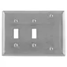 Image of SS213 Wallplates and Boxes, Metallic Plates, 3- Gang, 2) Toggle Openings 1) Blank, Standard Size, Stainless Steel