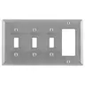 Image of SS326 Wallplates and Boxes, Metallic Plates, 4- Gang, 3) Toggle 1) GFCI Openings, Standard Size, Stainless Steel