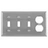 Image of SS38 Wallplates and Boxes, Metallic Plates, 4- Gang, 3) Toggle 1) Duplex Openings, Standard Size, Stainless Steel