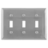 Image of SS3L Wallplates and Boxes, Metallic Plates, 3- Gang, 3) Toggle Openings, 430 Stainless Steel