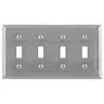 Image of SS4L Wallplates and Boxes, Metallic Plates, 4- Gang, 4) Toggle Openings, 430 Stainless Steel