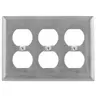 Image of SS83 Wallplates and Boxes, Metallic Plates, 3- Gang, 3) Duplex Openings, Standard Size, Stainless Steel