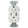 Image of USB15AC5W USB Charger Duplex Receptacle, 15A 125V, 2-Pole 3-Wire Grounding, 5-15R, 1) 5A "C" USB and "A" Ports, White