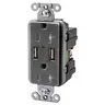 Image of USBB20GY Straight Blade Devices, Receptacles, Duplex, USB Charger, 5V 3A, 2-Port, 20A 125V, 2-Pole 3-Wire Grounding, 5-20R, Gray