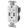 Image of USBB20W Straight Blade Devices, Receptacles, Duplex, USB Charger, 5V 3A, 2-Port, 20A 125V, 2-Pole 3-Wire Grounding, 5-20R, White