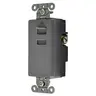 Image of USBB2GY Receptacles, 2-Port, 3A 5V DC, Gray