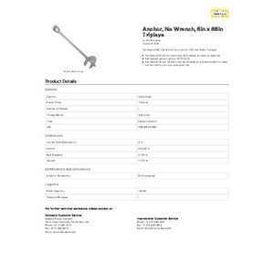 Anchor, No Wrench, 6in x 66in Tripleye | 6346 | Hubbell