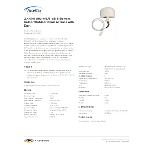 2.4/5/6 GHz 4/6/6 dBi 8 Element Indoor/Outdoor Omni Antenna 2.4/5/6 GHz 4/6/6 dBi 8 Element Indoor/Outdoor Omni Antenna