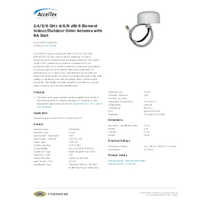 2.4/5/6 GHz 4/6/6 dBi 8 Element Indoor/Outdoor Omni Antenna with