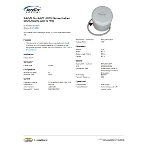 2.4/5/6 GHz 4/6/6 dBi 10 Element Indoor Omni Antenna with 10 MPC