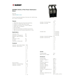 BDBMHC162/02, 2-Pole Power Distribution Block | BDBMHC162/02 | Burndy