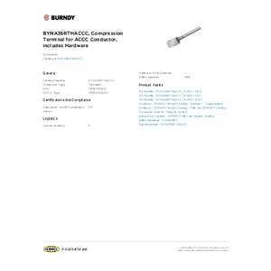 BYNA36RTHACCC, Compression Terminal for ACCC Conductor BYNA36RTHACCC, Compression Terminal for ACCC Conductor