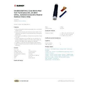 CSUDO2528140J, Cold Shrink Med Volt Termination Kit, 25-28kV CSUDO2528140J, Cold Shrink Med Volt Termination Kit, 25-28kV
