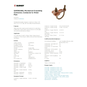 GAR3904BU, Mechanical Grounding Connector, Conductor to 