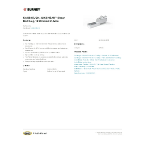 KASB45U2N, QIKSHEAR™ Shear Bolt Lug, 1250 kcmil 2-hole