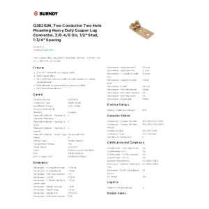 Q2B282N, Two Conductor Two Hole Mounting Heavy Duty Copper